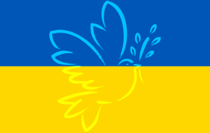flaga Ukrainy w kolorze niebiesko - żółtym